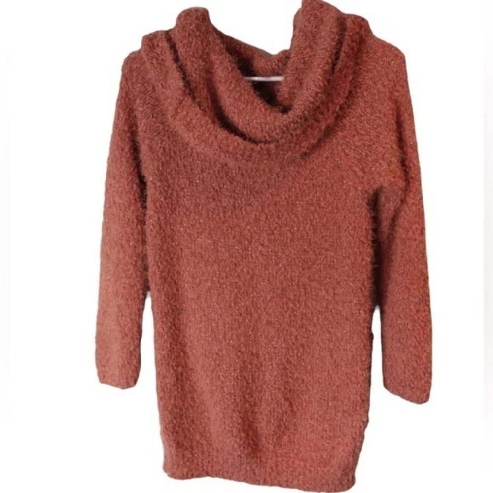 Lauren Conrad Dusty Rose Salmon Shaggy Fuzzy Knit Top Size XS‎